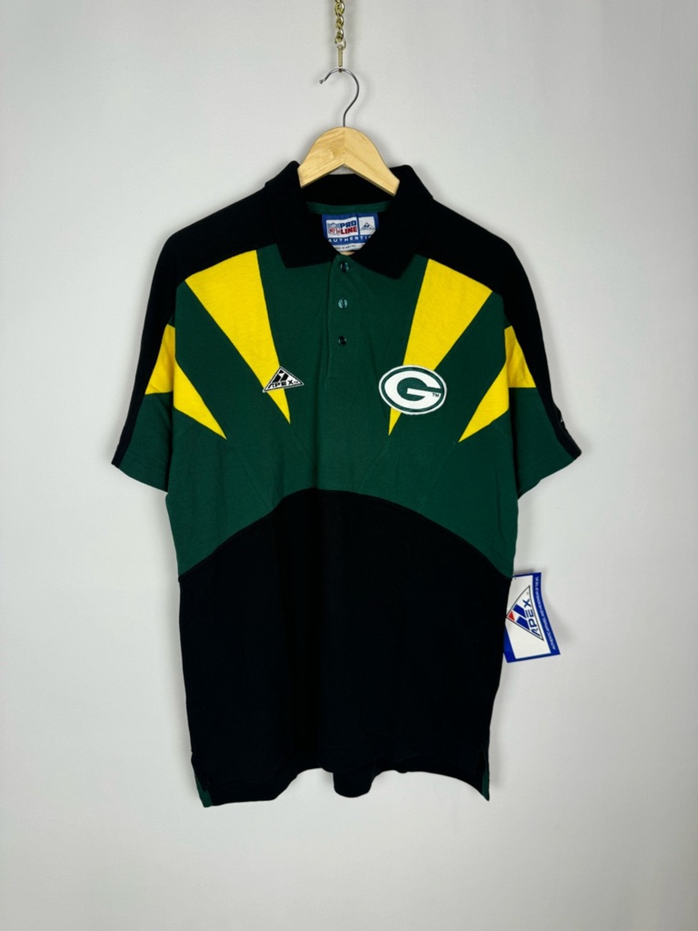 Vintage 90s NFL Green Bay Packers Green, Yellow & Black Polo Shirt